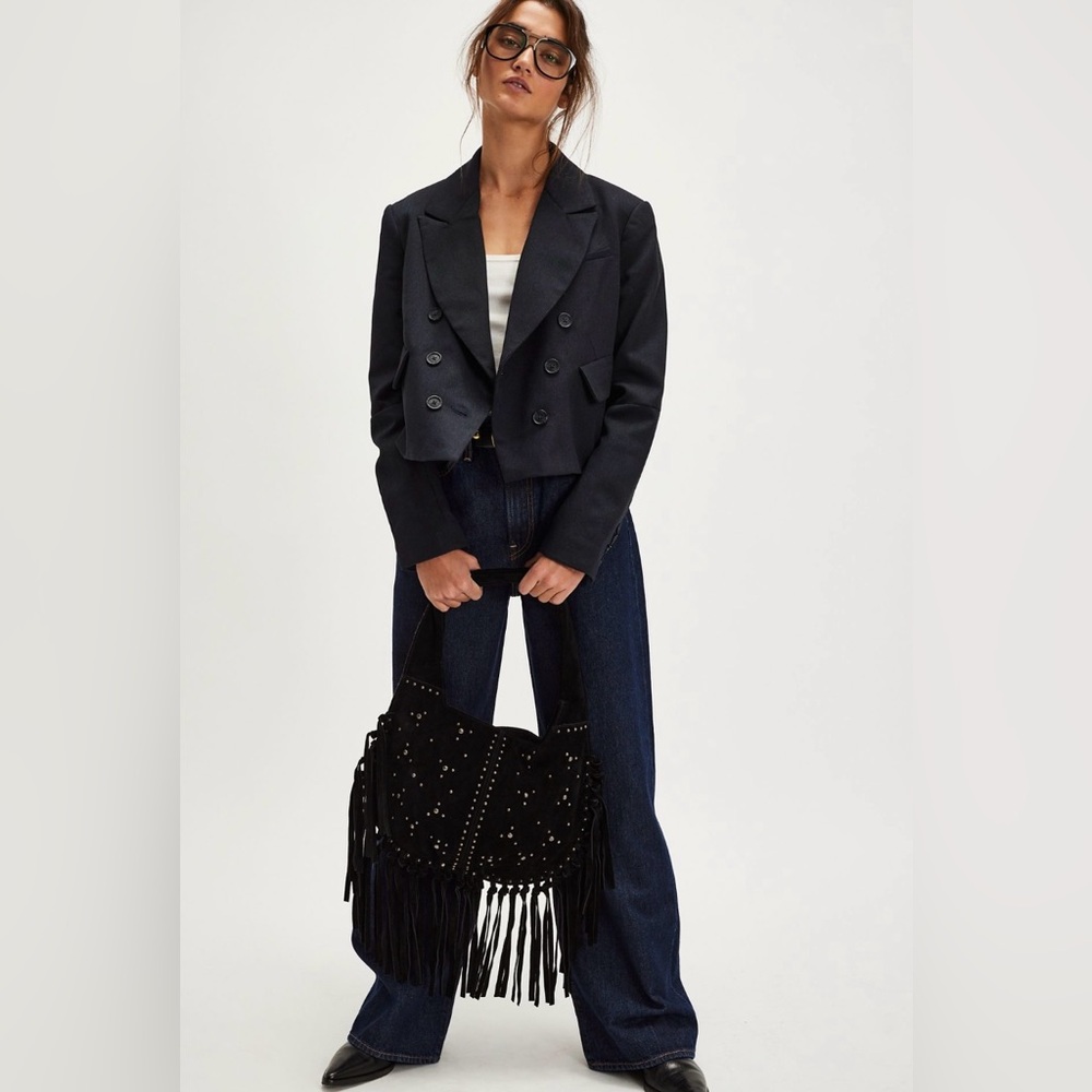 Free People Navy Double Breasted Blazer NWT 🔖